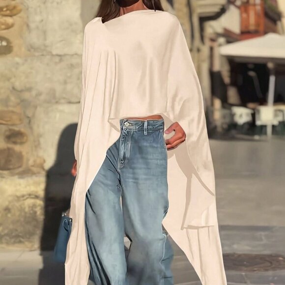 Khaki Casual Women's Asymmetrical Long Shirt - Picture 1 of 4